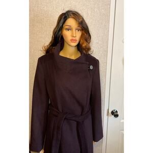 Kenneth Cole Wool Belted Maxi Coat Fencer Collar NWOT